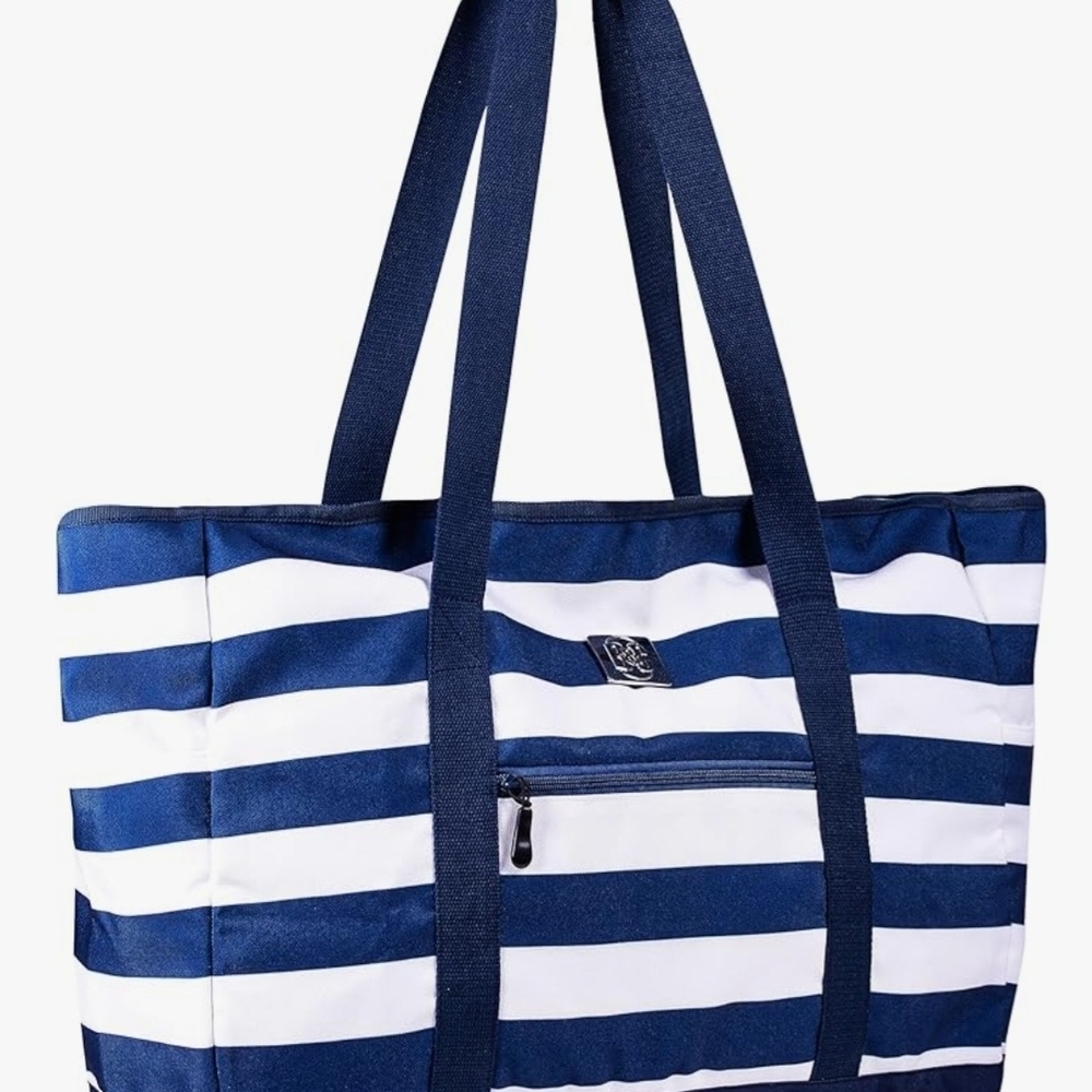 Nautical Striped Tote Bag - Blue and White